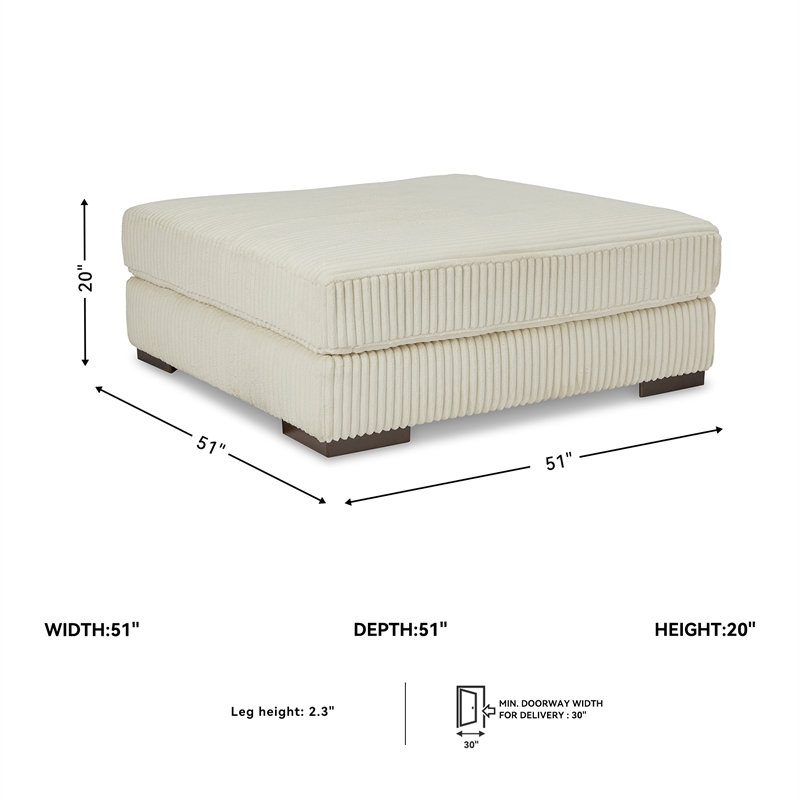 Signature Design by Ashley Lindyn Oversized Fabric Accent Ottoman in Ivory