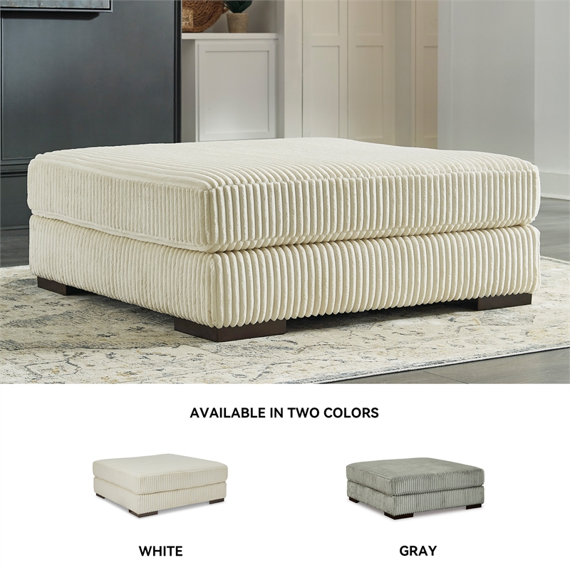 Signature Design by Ashley Lindyn Oversized Fabric Accent Ottoman in Ivory
