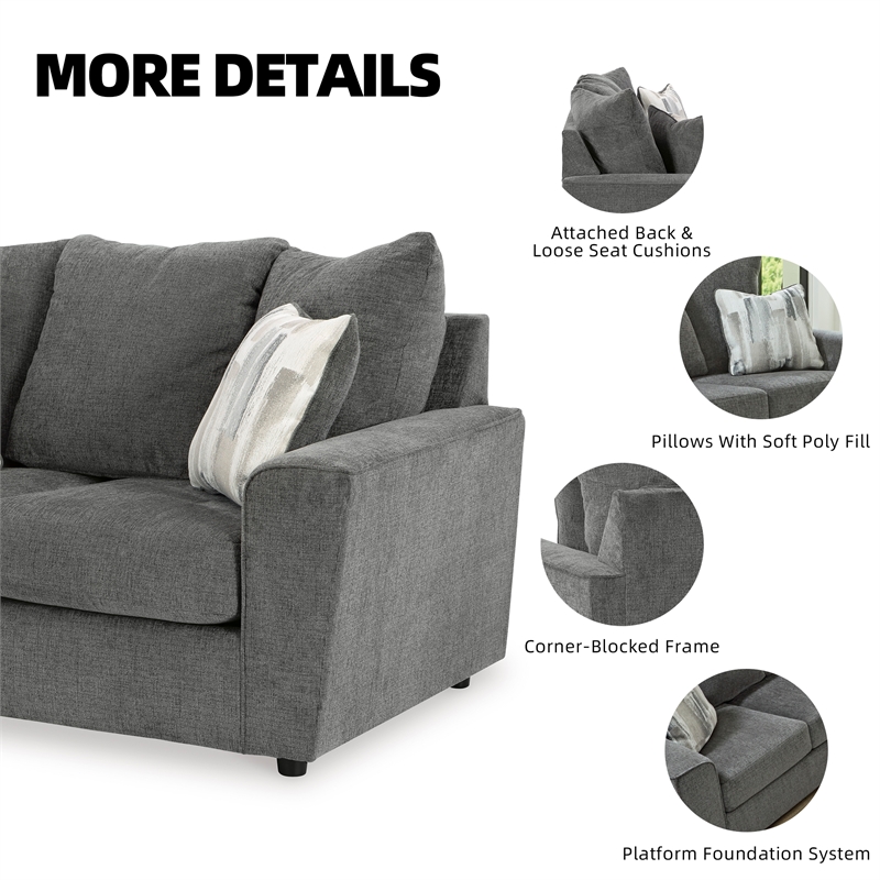 Signature Design by Ashley Stairatt Contemporary Fabric & Wood Loveseat in Gray