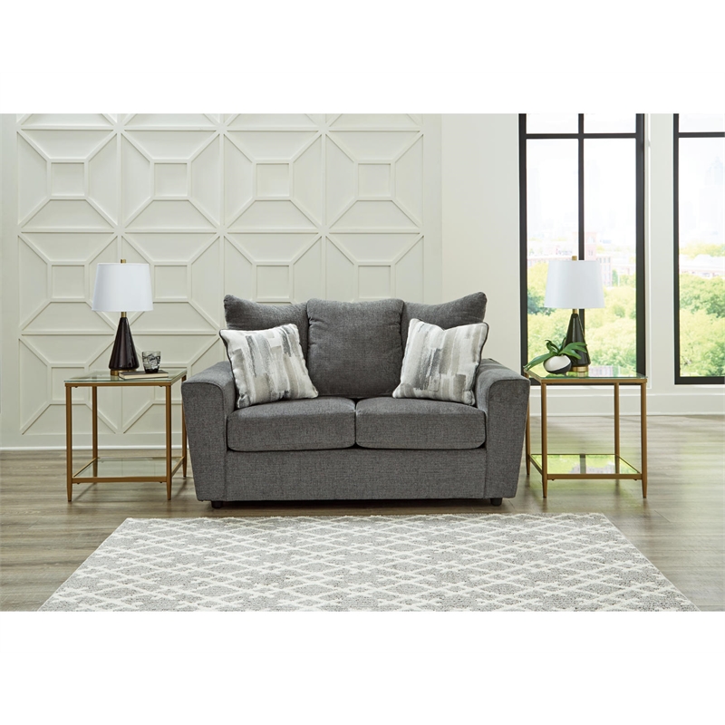 Signature Design by Ashley Stairatt Contemporary Fabric & Wood Loveseat in Gray