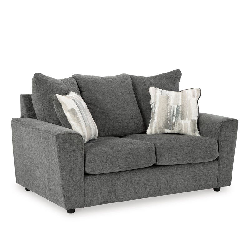 Signature Design by Ashley Stairatt Contemporary Fabric & Wood Loveseat in Gray