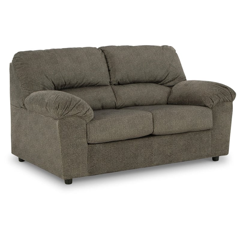 Signature Design by Ashley Norlou Contemporary Fabric & Wood Loveseat in Gray
