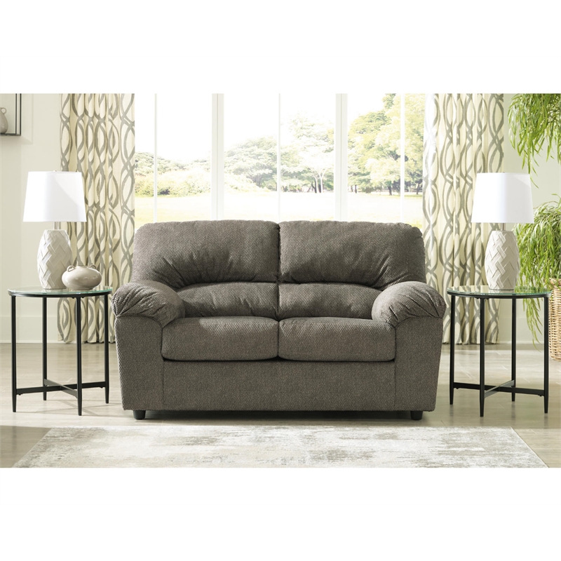 Signature Design by Ashley Norlou Contemporary Fabric & Wood Loveseat in Gray