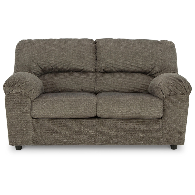 Signature Design by Ashley Norlou Contemporary Fabric & Wood Loveseat in Gray