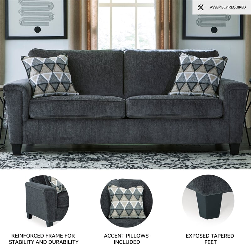Signature Design by Ashley Abinger Contemporary Fabric Sofa in Smoke Gray
