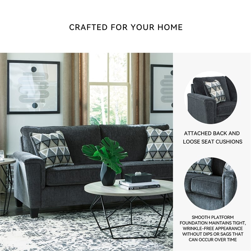 Signature Design by Ashley Abinger Contemporary Fabric Sofa in Smoke Gray