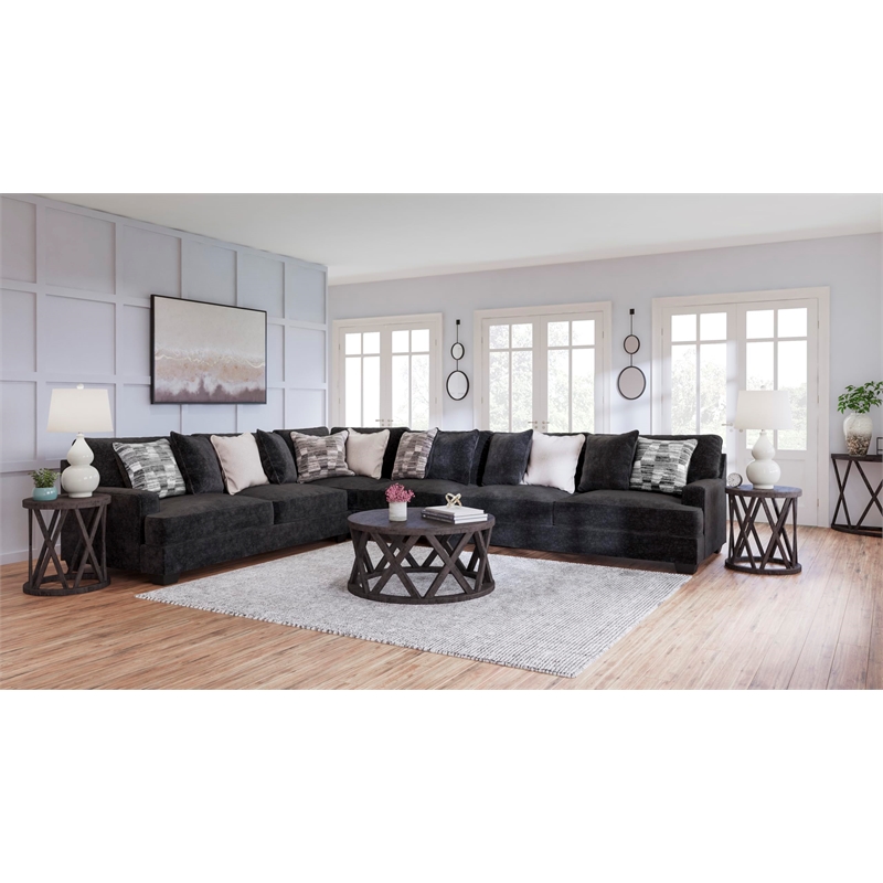 Signature Design by Ashley Lavernett Oversized Fabric Accent Ottoman in Charcoal