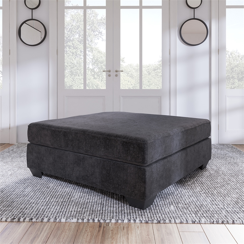 Signature Design by Ashley Lavernett Oversized Fabric Accent Ottoman in Charcoal