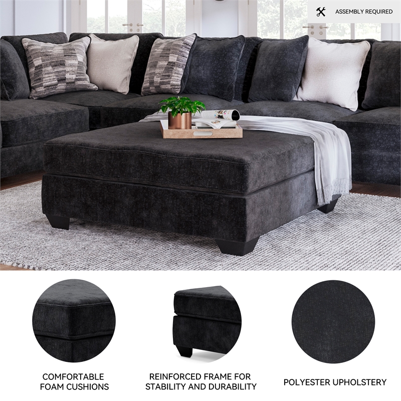 Signature Design by Ashley Lavernett Oversized Fabric Accent Ottoman in Charcoal