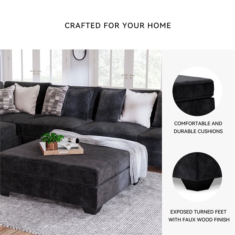 Signature Design by Ashley Lavernett Oversized Fabric Accent Ottoman in Charcoal