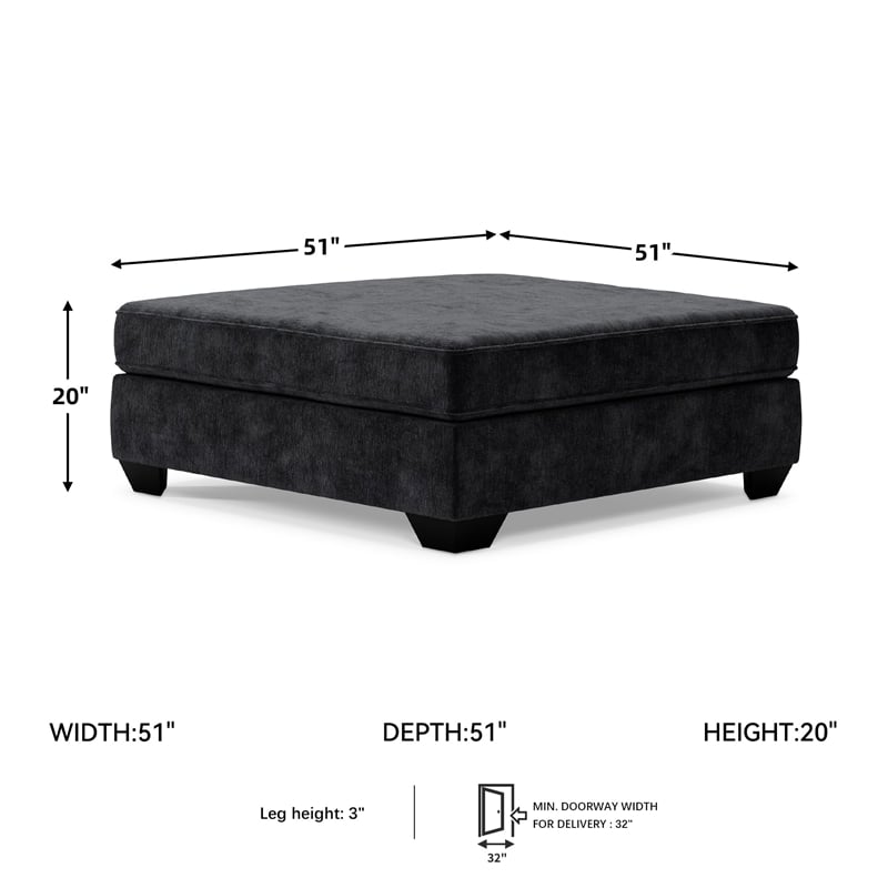 Signature Design by Ashley Lavernett Oversized Fabric Accent Ottoman in Charcoal