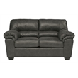 Signature Design by Ashley Bladen Faux Leather & Wood Loveseat in Gray