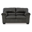 Signature Design by Ashley Bladen Faux Leather & Wood Loveseat in Gray