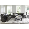Signature Design by Ashley Bladen Faux Leather & Wood Loveseat in Gray