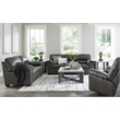 Signature Design by Ashley Bladen Faux Leather & Wood Loveseat in Gray