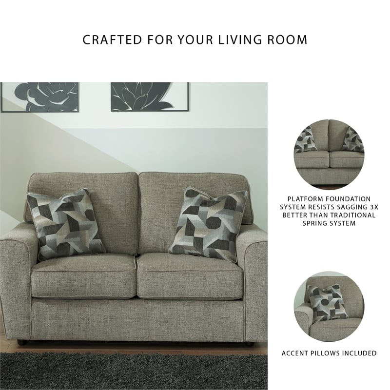 Ashley Furniture Cascilla Contemporary Fabric & Wood Loveseat in Light Gray