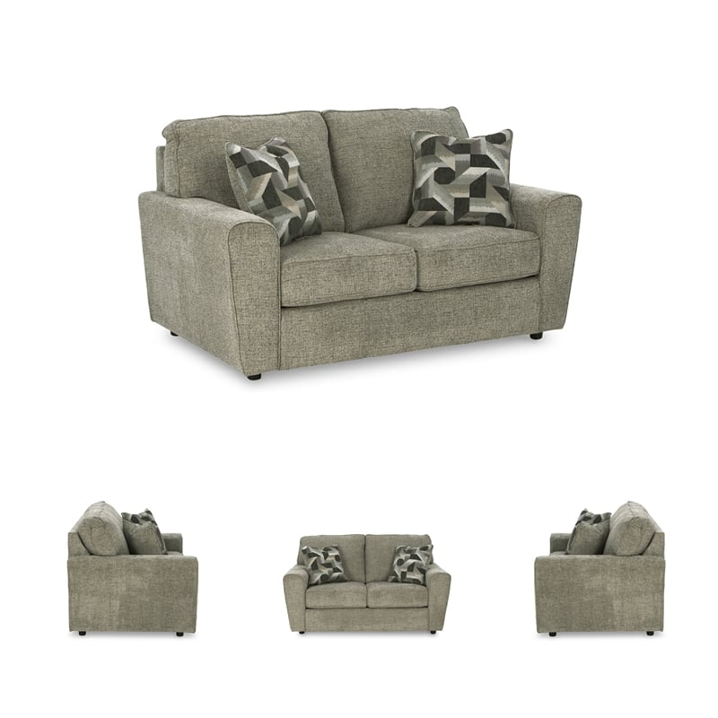 Ashley Furniture Cascilla Contemporary Fabric & Wood Loveseat in Light Gray