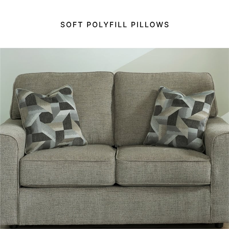 Ashley Furniture Cascilla Contemporary Fabric & Wood Loveseat in Light Gray