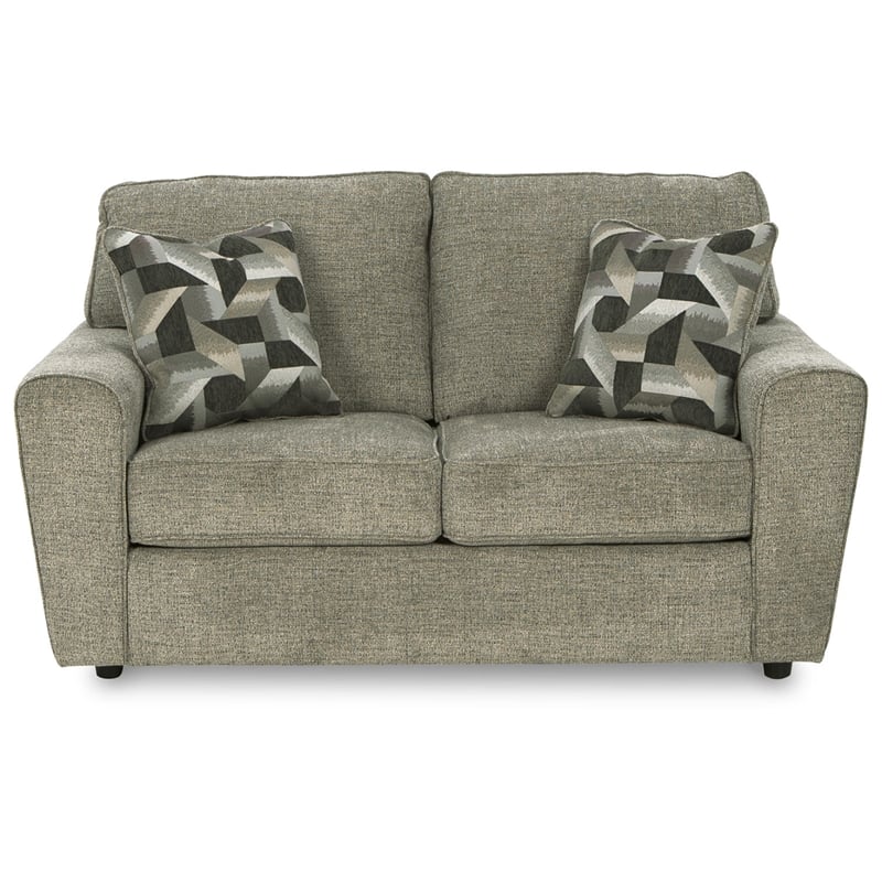 Ashley Furniture Cascilla Contemporary Fabric & Wood Loveseat in Light Gray