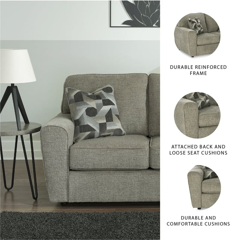 Ashley Furniture Cascilla Contemporary Fabric & Wood Loveseat in Light Gray