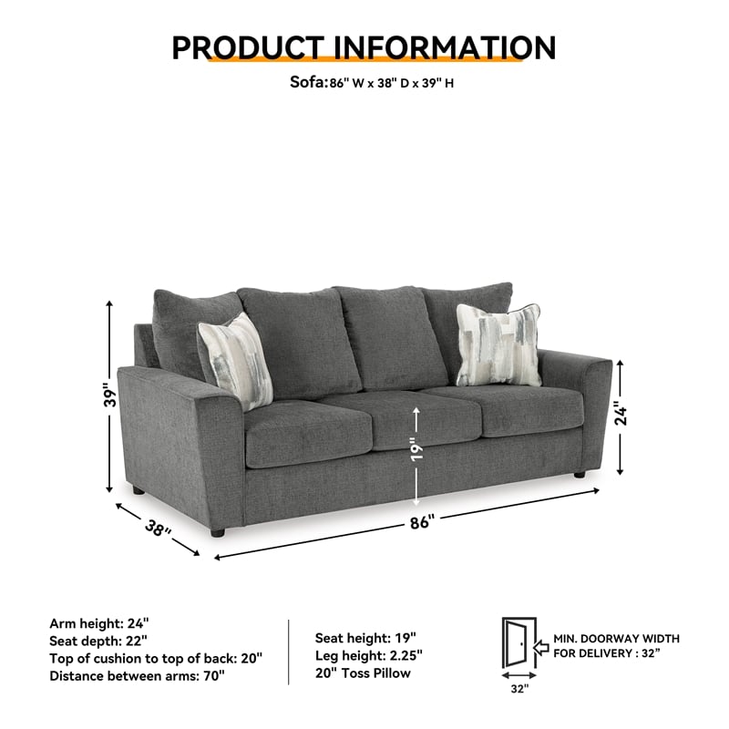 Signature Design by Ashley Stairatt Contemporary Fabric & Wood Sofa in Gray