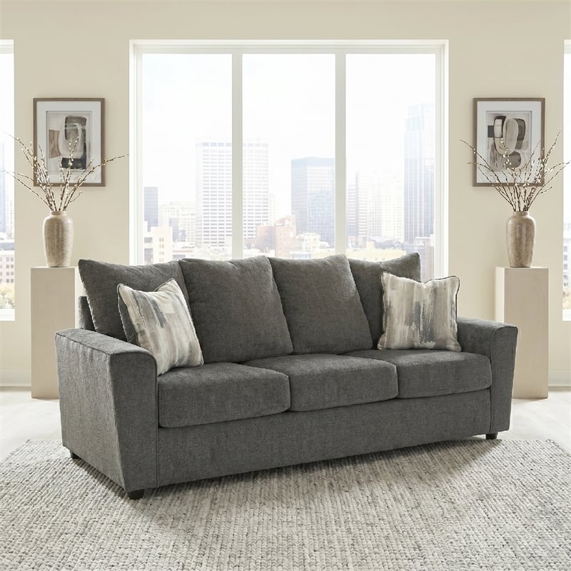 Signature Design by Ashley Stairatt Contemporary Fabric & Wood Sofa in Gray
