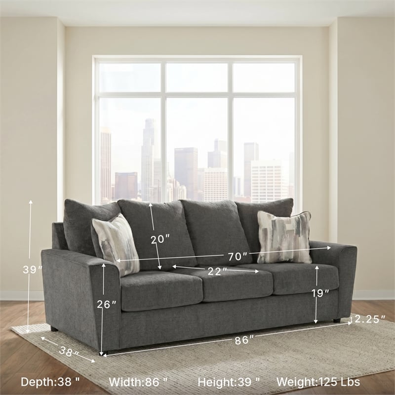 Signature Design by Ashley Stairatt Contemporary Fabric & Wood Sofa in Gray