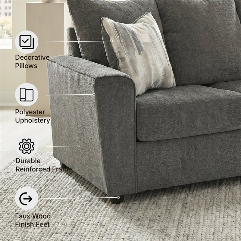 Signature Design by Ashley Stairatt Contemporary Fabric & Wood Sofa in Gray