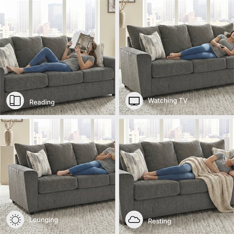 Signature Design by Ashley Stairatt Contemporary Fabric & Wood Sofa in Gray