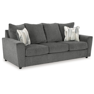 Signature Design by Ashley Stairatt Contemporary Fabric & Wood Sofa in Gray