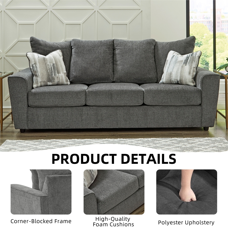 Signature Design by Ashley Stairatt Contemporary Fabric & Wood Sofa in Gray