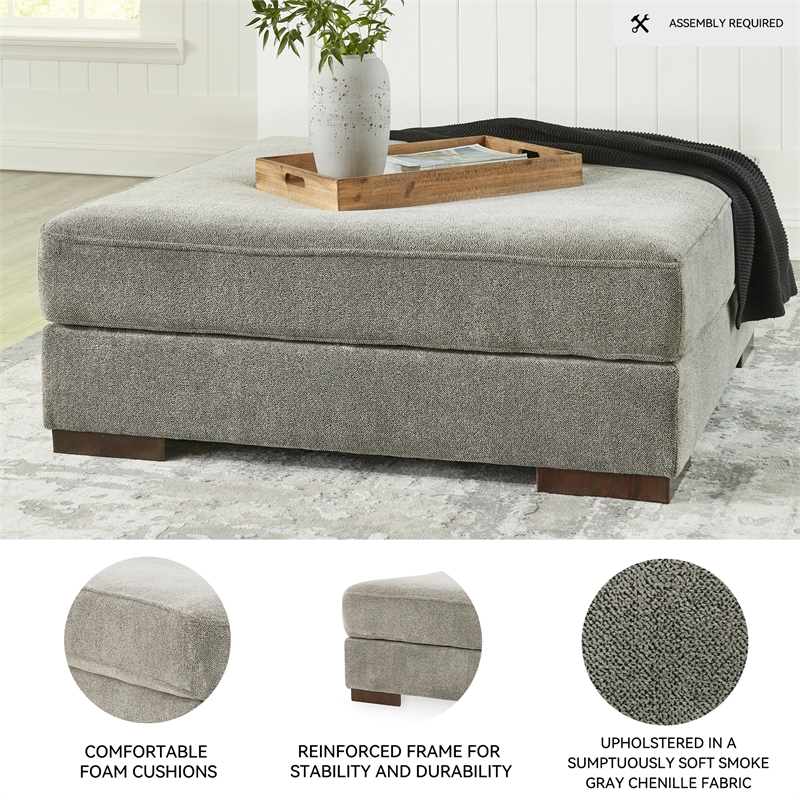 Signature Design by Ashley Bayless Oversized Fabric Accent Ottoman Pewter Gray