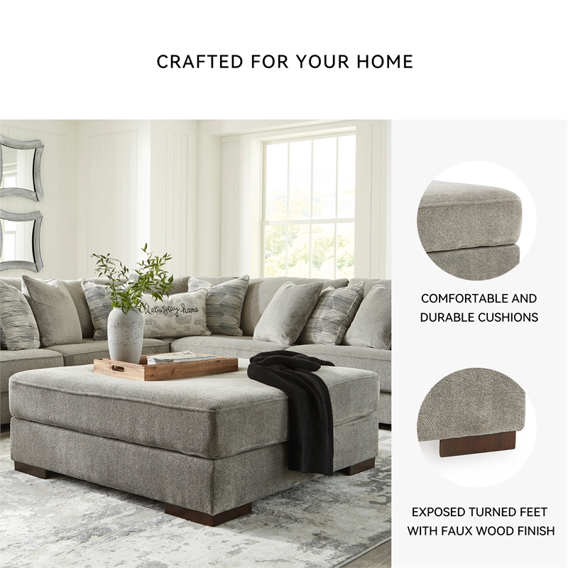 Signature Design by Ashley Bayless Oversized Fabric Accent Ottoman Pewter Gray