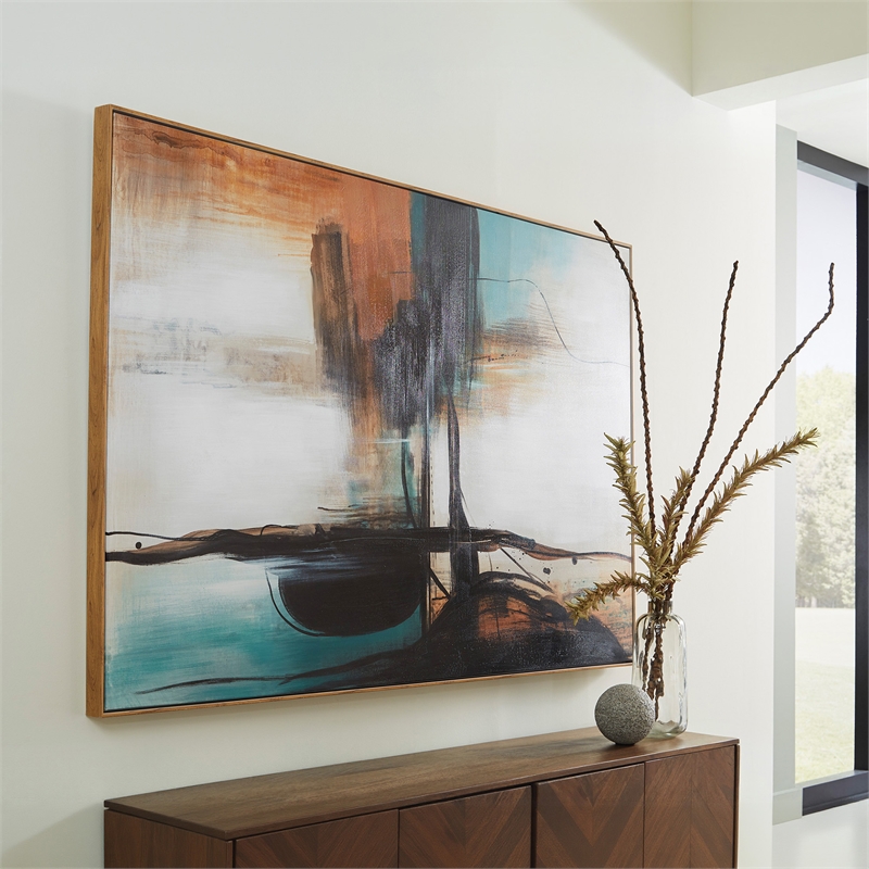 Signature Design by Ashley Brunonia Canvas Fabric Wall Art in Orange and Green