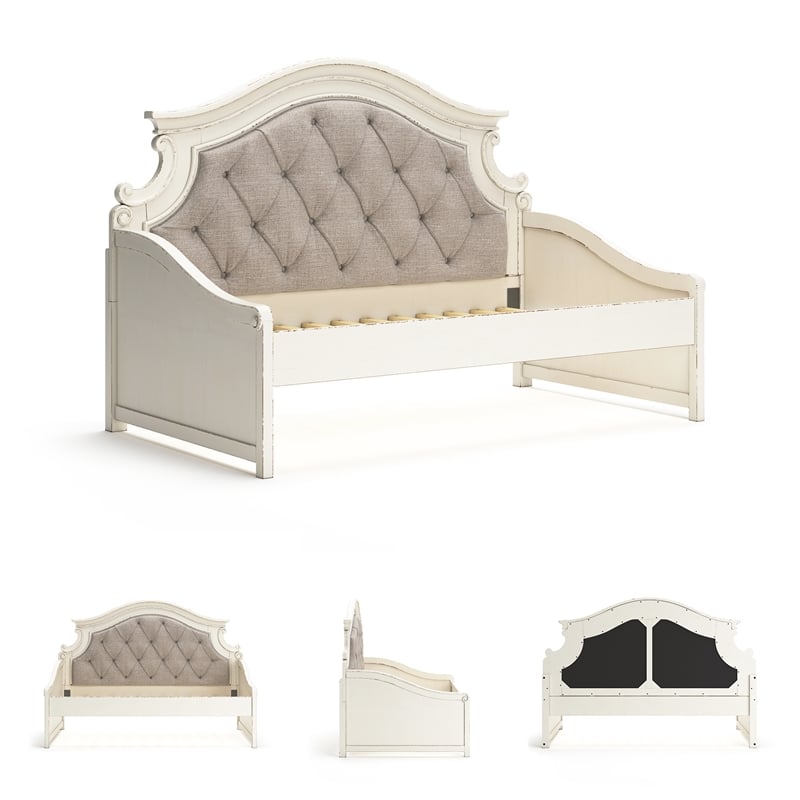 Signature Design by Ashley Realyn Fabric Twin Day Bed in White and Light Gray