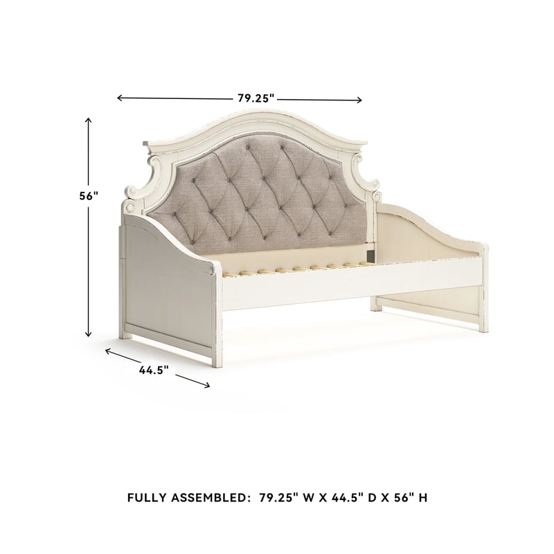 Signature Design by Ashley Realyn Fabric Twin Day Bed in White and Light Gray
