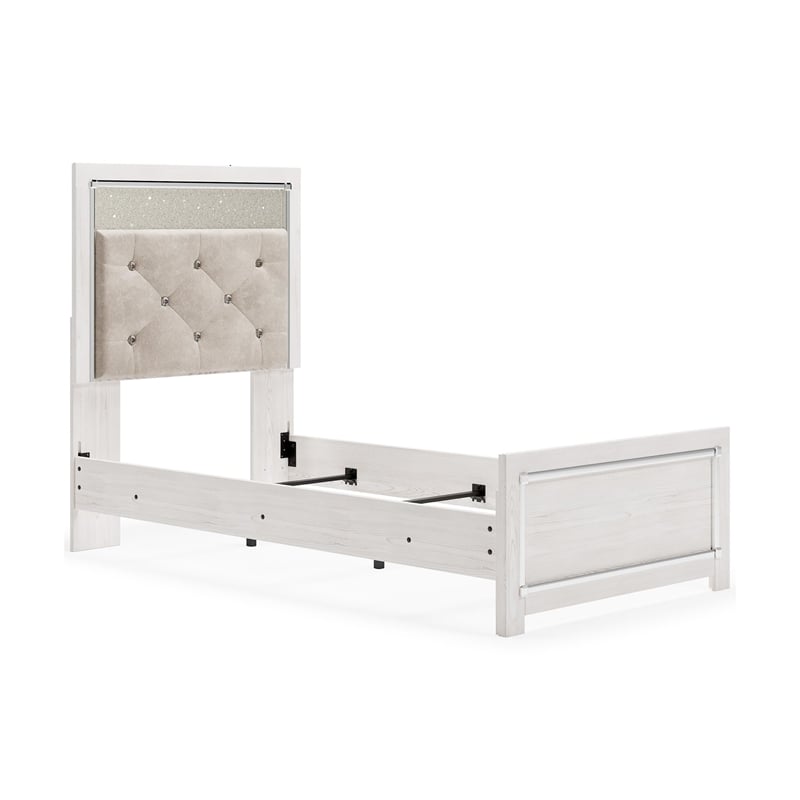 Ashley Furniture Altyra Upholstered Fabric King Panel Headboard in White/Gray