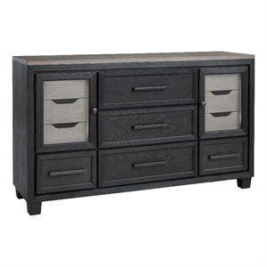 Ashley Furniture Foyland 11-Drawer Wood Dresser in Black & Grayish Brown