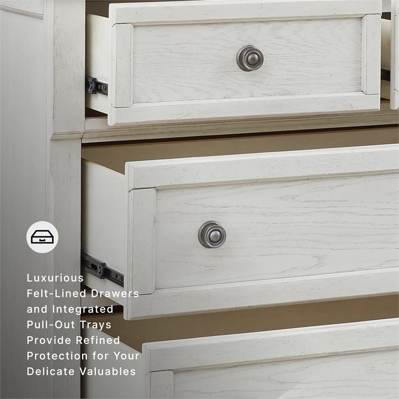 Ashley Furniture Robbinsdale 7-Drawer Wood Dresser in Antiqued White