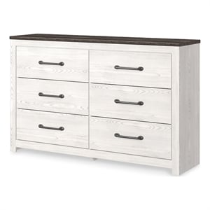 Ashley Furniture Gerridan 6-Drawer Farmhouse Wood Dresser in White & Gray