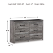 Ashley Furniture Bronyan 6-Drawer Contemporary Wood Dresser in Gray