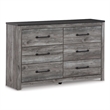 Ashley Furniture Bronyan 6-Drawer Contemporary Wood Dresser in Gray
