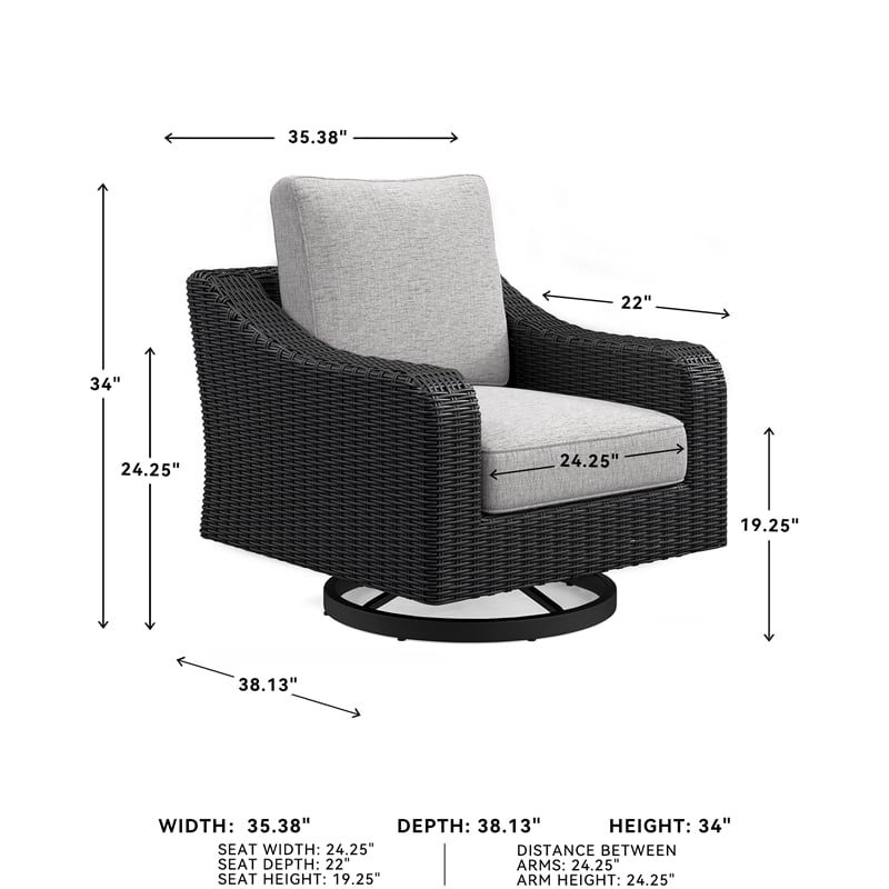 Signature Design by Ashley Beachcroft Black Outdoor Swivel Lounge with Cushion