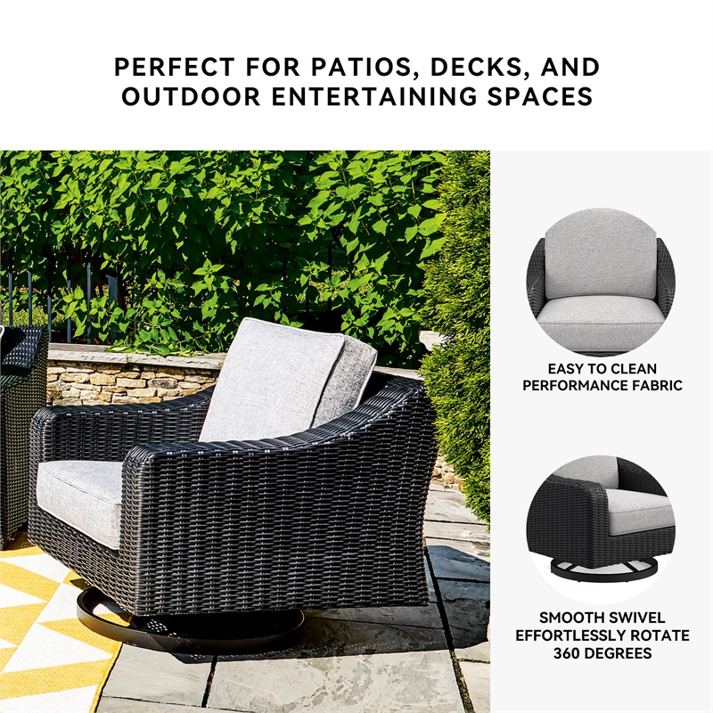 Signature Design by Ashley Beachcroft Black Outdoor Swivel Lounge with Cushion