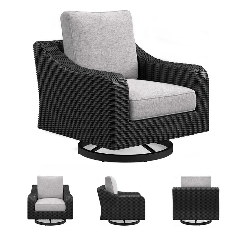 Signature Design by Ashley Beachcroft Black Outdoor Swivel Lounge with Cushion