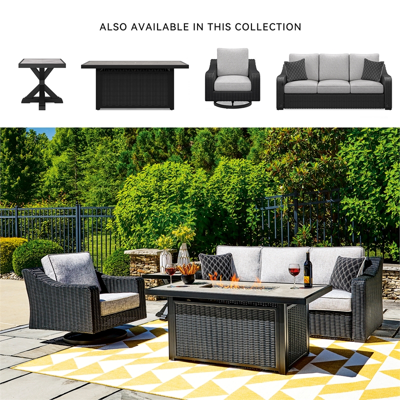 Signature Design by Ashley Beachcroft Black Outdoor Swivel Lounge with Cushion