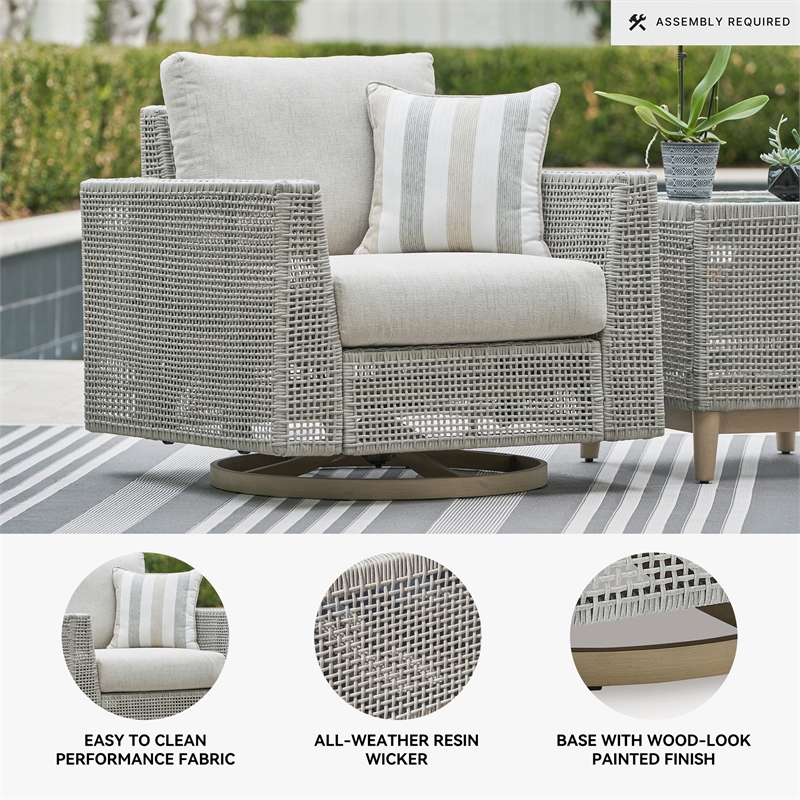 Signature Design by Ashley Seton Creek Gray Outdoor Swivel Lounge with Cushion
