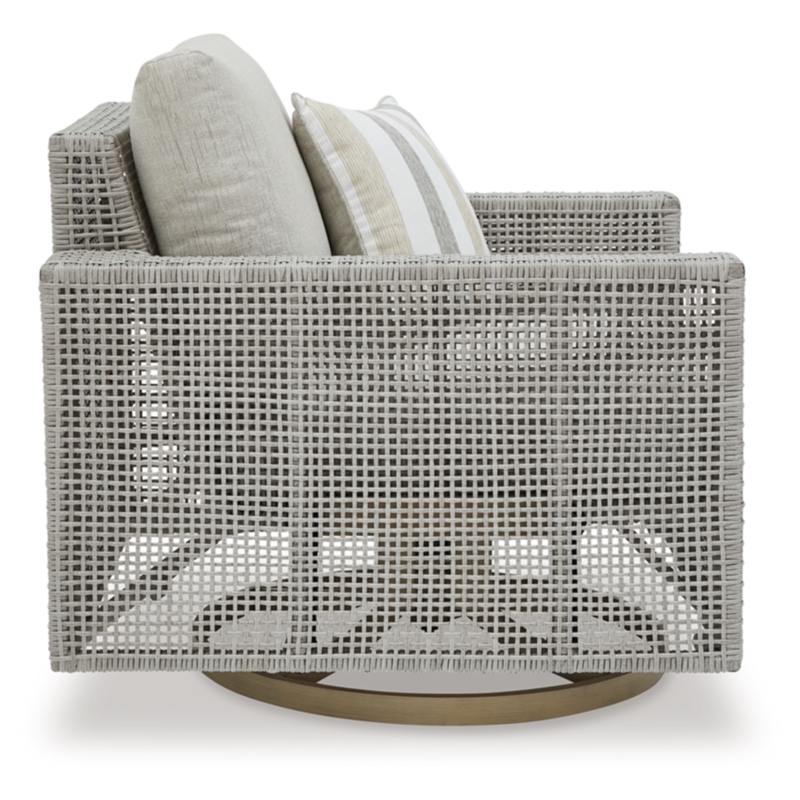 Signature Design by Ashley Seton Creek Gray Outdoor Swivel Lounge with Cushion