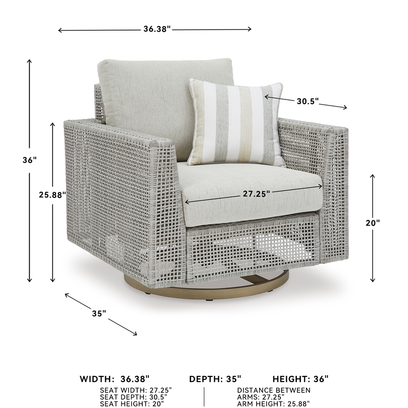 Signature Design by Ashley Seton Creek Gray Outdoor Swivel Lounge with Cushion