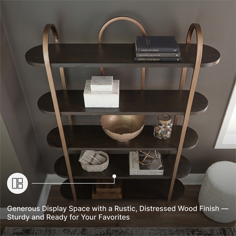 Signature Design by Ashley Brentmour Brown & Gold Finish Bookcase